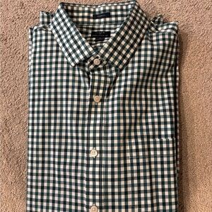 J. Crew Green and White Gingham Button-Down Shirt